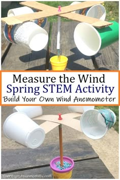 Spring Stem Activities, Vetenskapliga Experiment, Spring Stem, Weather Activities For Kids, Steam Ideas, Science Camp, Anemometer, Preschool Projects, Nature School