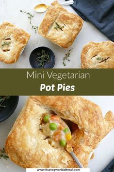 mini vegetarian pot pies on a white plate