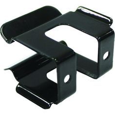 two black metal brackets on a white background