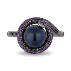 A bewitching creation inspired by the formidable sea witch herself, this Ursula inspired ring makes a striking bold statement. The black rhodium over sterling silver setting adds a mysterious and dramatic touch, providing the perfect canvas for Ursula's iconic tentacles, adorned with black diamonds and amethyst gemstones, to come to life. The black pearl, a symbol of Ursula's mastery over the sea, takes center stage, radiating an otherworldly allure. 2 Carat Ring, Enchanted Disney, Pearl Amethyst, Enchanted Disney Fine Jewelry, Disney Fine Jewelry, Peoples Jewellers, Right Hand Rings, Diamond Cocktail Rings, Disney Jewelry