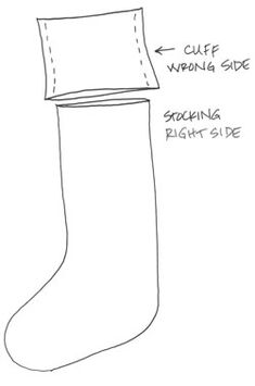 a drawing of a christmas stocking with instructions