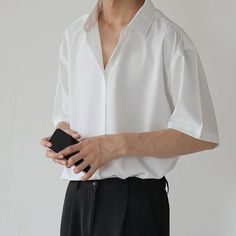 GS No. 107 Harajuku Short-sleeves Shirt - Gentleman's Seoul - Korean Outfits Men, Money Shirt, 150 Lbs, Pull Sweat, Simple Trendy Outfits, Korean Men, Harajuku Fashion, Y2k Streetwear, Vintage Streetwear