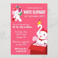 an elephant in a box birthday party card