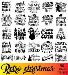 the retro christmas svt bundle is available for use with any type of lettering, such as