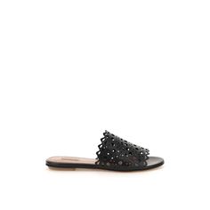 Alaia Mules Crafted In Smooth Leather With Cut-Out Vienne Motif. Leather Lining And Insole, Leather Sole, Rubber Heel.Material: 100% Pelle Di VitelloMade In: ItaliaColor: BlackCollection: Spring - Summer 2023Aa3m047ck001 Elegant Flats With Perforations, Alaia Heels, Alaia Shoes, Heeled Combat Boots, Laser Cut Leather, Leather Thong Sandals, Ankle Heels, Leather Slide Sandals, Platform Sandals Heels