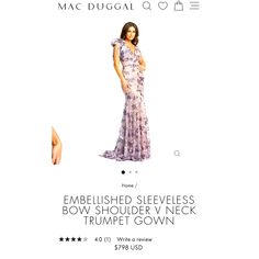 Embellished Sleeveless Bow Shoulder Trumpet Gown By Macduggal. Size 12. I Had The Small Train Hemmed Off. I Am 5’5” Wearing 2” Heels Mob Dress, Trumpet Gown, Mob Dresses, Mac Duggal, Color Purple, Colorful Dresses, Size 12, Wedding Dresses, Train