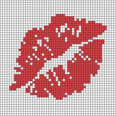 a cross stitch pattern with red flowers in the center on a white background that looks like an ornament