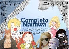 an image of some anime characters with the words complete manhwaa in front of them