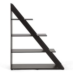 a black shelf with three shelves on each side