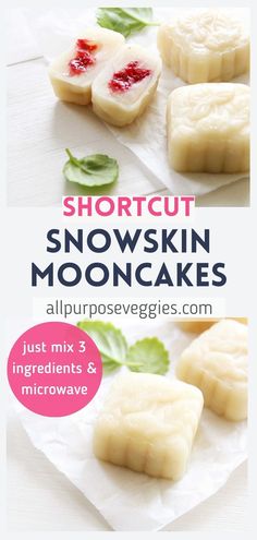 shortcut snowskin mooncakes with raspberry filling