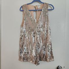 V Neck Sleeveless Sequin Romper Chic Sleeveless Sequined Jumpsuit, Sparkle Romper, Midi Jumpsuit, Skirt Jumper, Flowy Romper, Sequin Rompers, Strapless Romper, Pink Jumpsuit, Crochet Lace Trim