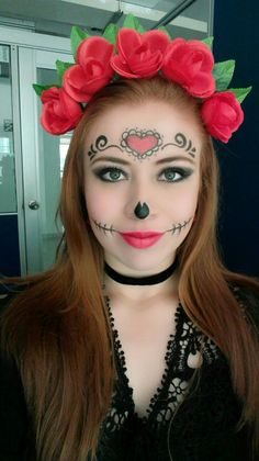 Easy Catrina Makeup Kids, Catrina Makeup Kids, Halloween Makeup For Kids, Hallowen Party, Sugar Skull Costume, Girl Face Painting, Sugar Skull Makeup, Skull Makeup