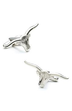 A smart longhorn design tops smart cuff links in a crisp silvertone shine. Silvertone plating. By Cufflinks, Inc.; imported. Men's Furnishings. Longhorn Steer, Nickel Plating, Silver Cufflinks, Mens Gift Sets, Cuff Links, Baby Clothes Shops, Eyeshadow Makeup, Neiman Marcus, Cufflinks