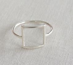 Geometric Open Square Ring Square Ring, Geometric Ring, Square Rings, Modern Ring, Stunning Jewellery, Types Of Rings, Boho Rings, Silver Rose Gold, Quality Jewelry