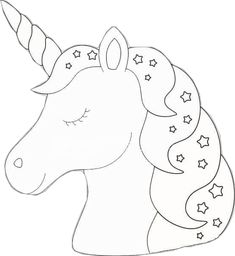 a unicorn's head with stars on it and the mane is outlined in white paper