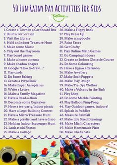 the 50 fun rainy activities for kids to do with crayons and other crafts