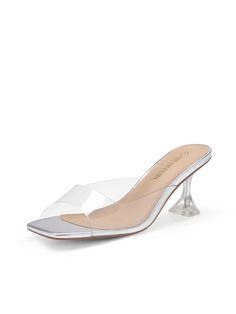 PU
synthetic material sole
Summer Trend Heels: Clear heels are essential for any shoe-drobe & the square toe design gives the shoes an edgy vibe.
Cushioned Foorbed: Smooth PU leather covers the latex footbed providing support and all-day comfort.
2.6-Inch Heel: The transparent heel is stylish & gives a comfortable boost of height.
Rubber Outsole: Slip-resistant outsole provides stability & traction when walking.
Must-Have Staple: Sexy mule heels are suitable for parties & occasions. These heels Trendy Fitted Sandals With Sculpted Heel, Summer Fitted Heels With Sculpted Heel, Fitted Synthetic Sandals For Summer, Trendy Fitted Heels With Single Toe Strap, Modern Heels For Spring Wedding, Modern Spring Wedding Heels, Fitted Heels With Contrasting Heel Counter For Spring, Fitted Open Heel Summer Heels, Fitted Heels With Contrasting Heel Counter And Square Toe