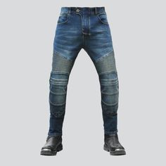 Casual biker jeans for men online—excellent jeans from the 2022 Autumn collection. Casual fashion style helps to combine effortless style with everyday wear. This style is perfect for anyone who wants to create an effortless yet fashionable look. It is the ideal choice for those who want to look stylish without putting too much effort into their outfits.Wearing stonewashed denim feels like a Western clothing style. It is a style of denim that has been treated to create a soft, worn-in look. It u Pattern Jeans, Western Clothing, Biker Jeans, Autumn Collection, Jeans For Men, 2023 Autumn, High Rise Denim, Casual Attire, Blue Pants