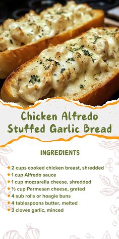 the recipe for chicken alfredo stuffed garlic bread