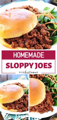 homemade sloppy joes on a white plate