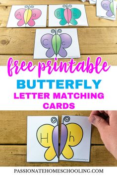 butterfly letter matching cards with the words free printable