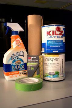 the supplies needed to make diy kitchen countertop cleaners are displayed on a counter