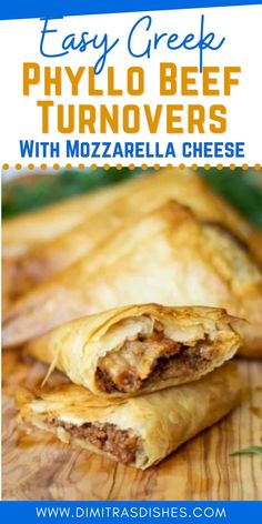 easy greek phyllo beef turnoverers with mozzarella cheese