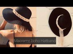 two hats with tassels on them and the words macrame boho hatand