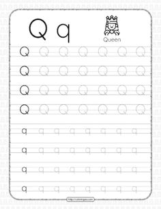 the letter q worksheet is shown in black and white, with an image of a