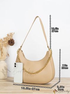 Bird in Bag - Fashionable Shoulder Bag with Chain Attachment Trendy Beige Bag With Chain Strap, Trendy Beige Shoulder Bag For Fashion, Trendy Beige Shoulder Bag With Chain Strap, Gold Shoulder Bag With Gold Chain For Daily Use, Daily Use Gold Shoulder Bag With Gold Chain, Trendy Beige Bag With Chain Detail, Trendy Rectangular Bags With Gold Chain, Trendy Shoulder Bag With Gold Chain, Trendy Shoulder Bag With Chain Strap