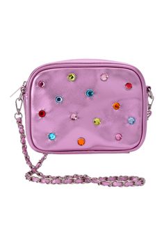 Fun, colorful, anything but boring metallic pink belt bag complete with gems! Zippered bag is fully lined so that it is easy to keep clean and pretty. Wide base makes it easy to see everything that you have tucked inside. The perfect combination of colorful fun, to-die-for design, quintessential quality and unbeatable utility! - just what you expect from iscream! Metallic material Gem detail Removable shoulder strap Lined Zipper closure 8 1/4" w x 6 1/4" h x 2" d Trendy Pink Rectangular Belt Bag, Trendy Pink Shoulder Bag With Rhinestones, Trendy Pink Rhinestone Shoulder Bag, Pink Belt Bag, Sleep Hat, Pink Belt, Zippered Bag, Sleep Accessories, Emotional Baggage