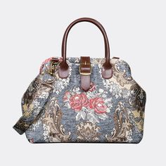 Brocade Grey Carpet Handbag Purse carpet bag MCW Handmade Elegant Tapestry Bags For Everyday Use, Elegant Tapestry Shoulder Bag With Leather Handles, Elegant Tapestry Bag With Leather Handles, Elegant Tapestry Shoulder Bag With Double Handle, Tapestry Tote Bag With Adjustable Handle, Tapestry Tote Shoulder Bag With Detachable Strap, Elegant Tapestry Bag With Adjustable Handle, Elegant Tapestry Bags With Adjustable Handle, Elegant Tapestry Satchel With Detachable Strap