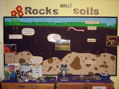 a bulletin board with rocks and soils on it