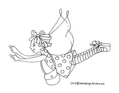 a drawing of a girl flying through the air