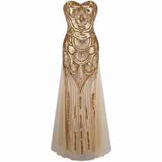 Brown Prom Dresses, White Sequin Dress, Maxi Prom Dress, Brown Maxi Dresses, Gold Maxi Dress, Long Sequin Dress, Gold Cocktail Dress, Gold Prom Dresses, Strapless Prom Dresses