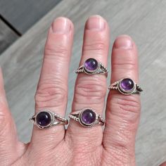 Amethyst can be used to assist you with your third eye and crown chakra, and is the stone for February and the Pisces. You get one Amethyst Silver Ring.  Please pick your size Want more??? www.etsy.com/shop/ilovelotus/search?search_query=amethyst www.etsy.com/shop/ilovelotus/search?search_query=amethyst+jewelry www.etsy.com/shop/ilovelotus/search?search_query=amethyst+heart www.etsy.com/shop/ilovelotus/search?search_query=sterling **Please note - at Lotus we do our very best to give you accurate measurements and descriptions. Please allow for +/- 2mm on spheres, +/- 0.1 ounces on weights and that photos of thick 3D objects on our 2D grid can make the inches look distorted. Please review all photos for details of the item. Natural crystals may have fractures, inclusions, color variations an Boho Twists, Amethyst Heart, Twist Ring, Amethyst Jewelry, Crown Chakra, Perfectly Imperfect, Third Eye, 3d Objects, Natural Crystals