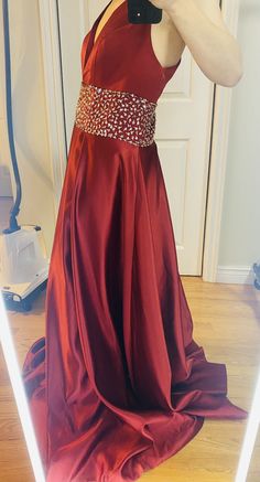 Red Prom Dress Long, Prom Dresses Red, Beading Embroidery, Satin Evening Dresses, Flowers Handmade, Long Prom Dresses, Dress A Line, Dresses Red, Paypal Payment