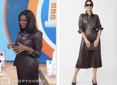 the today show, dr. michelle henry, brown leather shirt, brown leather pleated midi skirt