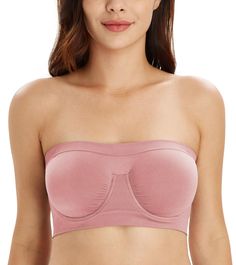 PRICES MAY VARY. ♥Material♥: the bandeau bra is made of 92% Polyamide,8% Spandex, the premium and elastic fabric allows a large range of active movements, that is soft and works well in providing comfort and protection. ♥Underwire&Multiway Design♥ Unpadded cup with underwire provide a perfect support to your breast. Strapless or add two detachable straps you could convert to traditionally, crisscross styles. Perfect for strapless evening dress, off shoulder dress or t Stretch Tube Top With Built-in Bra And Underwire, Padded Cup Bandeau Tube Top, Micro-elastic Strapless Bra-friendly Tube Top, Stretch Bandeau Tube Top With Removable Bra Pads, Seamless Fitted Underwire Tube Top, Seamless Stretch Tube Top With Underwire, Pink Seamless Strapless Tube Top, Stretch Bandeau Bra With Padded Cups, Strapless Padded Fitted Tube Top