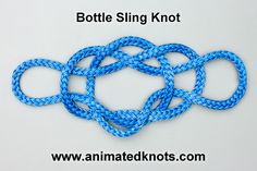 three blue braided rings on top of each other with the words bottle sling knot