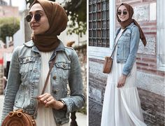 Hijab Fashion Summer Long Dresses, Hijab Fashion Summer, Muslimah Style, Muslim Fashion Hijab Outfits, Hijabi Fashion Casual, Denim Jacket With Dress, Casual Hijab Outfit, Muslim Fashion Hijab, Hijabi Outfits Casual