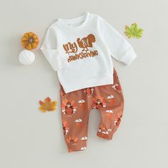 Includes: Sweater & Pants Material: Cotton Blend Gender: Boys & Girls Pattern: Letters, Turkeys Sleeve Length: Long Summary: Baby Toddler Long Sleeve My 1st Thanksgiving Sweater with Turkey Print Pants 2 Piece Fall Thanksgiving Outfit Set 1st Thanksgiving, Turkey Print, Thanksgiving Sweater, Thanksgiving Baby, Mommy And Me Dresses, Newborn Boy Clothes, Funny Baby Onesies, Boy Onesie