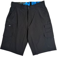 New With Tags, Iron Clothing Men's Stretch Hybrid Cargo Shorts, 11" Inseam, Black, Size 32. Flex Inner Waistband Button Closure With Zip Fly 8 Pocket Design: 2 Slanted Hand Pockets, 3 Cargo Pockets, 1 Zipper Pocket, And 2 Back Pockets Waist Belt Loops 11" Inseam Relaxed Fit 92% Polyester/ 8% Spandex Rise 13" Inseam 11" Side Outseam 23" Style I427902s 23 Style, Active Wear Shorts, Shorts Athletic, Pocket Design, Waist Belt, Mens Bottom, Cargo Shorts, Short Outfits, Mens Shorts