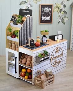 a small food stand with fresh fruits and vegetables