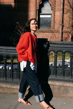 Week of Outfits: Mya Gelber | Cup of Jo Check more at https://beautyfashionideas.com/heels/week-of-outfits-mya-gelber-cup-of-jo/ Beauty Uniforms, Red Sweater, 가을 패션, Autumn Outfit, Mode Inspiration, Winter Looks, Autumn Winter Fashion, Fashion Inspo Outfits, Sweater Outfits