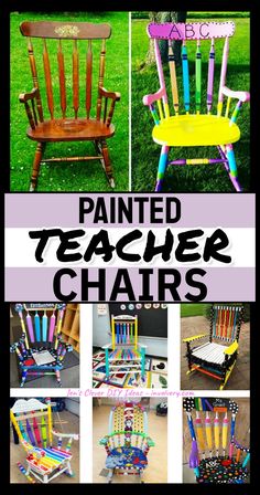 painted teacher chairs with different colors and designs