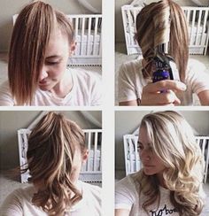 How to Quickly Curl Your Hair - Ponytail Curling Trick. I'm going to try this on vacation! #haircare Diy Fails, Curl Your Hair, Lazy Girl, Diy Easy, Funny Fails, Curled Hairstyles, Ponytail Hairstyles