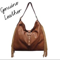 This Incredible Sondra Roberts Slouchy Shoulder Bag Is Made Of The Softest Most Gorgeous Saddle Brown Leather With Suede Side Fringe Details. It Is Our Most Coveted Silhouette Of The Season. The Protective Plastic Covering The Design Plaque Looks Blue But Peels Off. (I Also Carry In Gray-Last Pic) 12” X 14” X 4” Side Gussets Adjustable Shoulder Strap Magnetic Strap Fold Over Closure Fully Lined Pouch Interior Pockets Zipper Interior Pocket Firm$$ Gorgeous Leather Chic Leather Hobo Bag With Suede Lining, Elegant Leather Hobo Bag With Suede Lining, Elegant Brown Hobo Bag With Suede Lining, Hobo Shoulder Bag With Suede Lining, Leather Hobo Bag For Fall Evening, Brown Bag With Suede Lining, Brown Hobo Bag With Suede Lining For Shopping, Chic Hobo Bag With Leather Backing, Suede Hobo Bag For Shopping