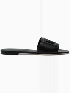 Chic and comfortable leather slides in black, perfect for summer Prada Designer, Slides Shoes, Leather Slides, Calf Leather, Leather Women, Slides, Bags Designer, Dolce And Gabbana, Cut Out