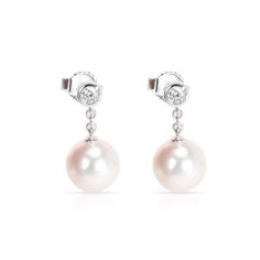 Mikimoto Classic 8mm Pearl Drop Diamond Earrings In 18kt White Gold 0.16 Ctw White Gold / Earring Mikimoto Drop Diamond Earrings, Mikimoto Jewelry, White Gold Earring, White Gold Earrings, Gold Earring, Diamond Drop Earrings, Pearl Drop, Diamond Earrings, White Gold